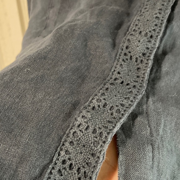 Cut Loose Linen Navy Blue Women's Top and Matching Pants - Picture 4 of 9